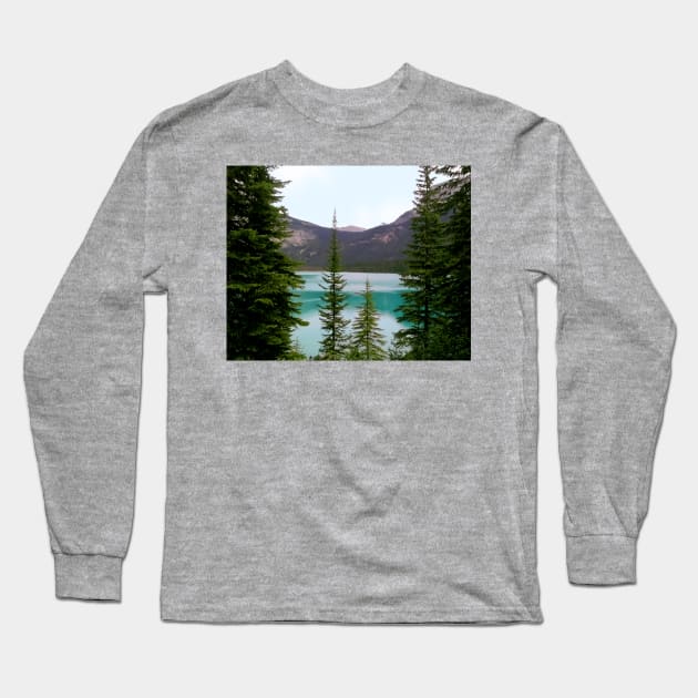 Emerald Lake Through the Trees Long Sleeve T-Shirt by GenAumonier